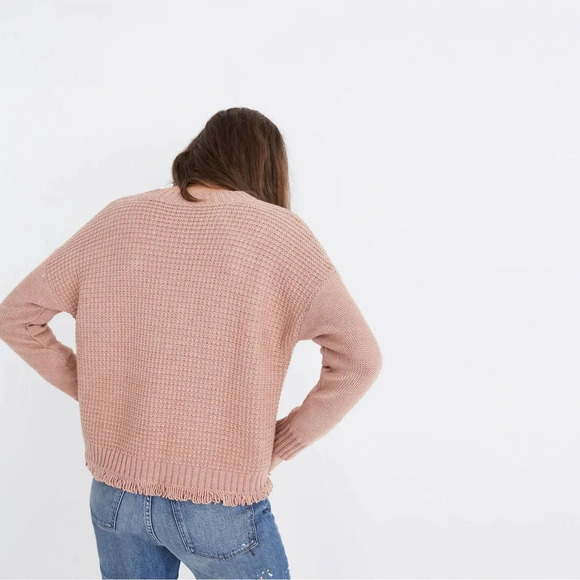 Madewell Blush Mauve Patchwork Stitchmix Pullover Sweater Merino Wool Size XXS - Picture 4 of 16